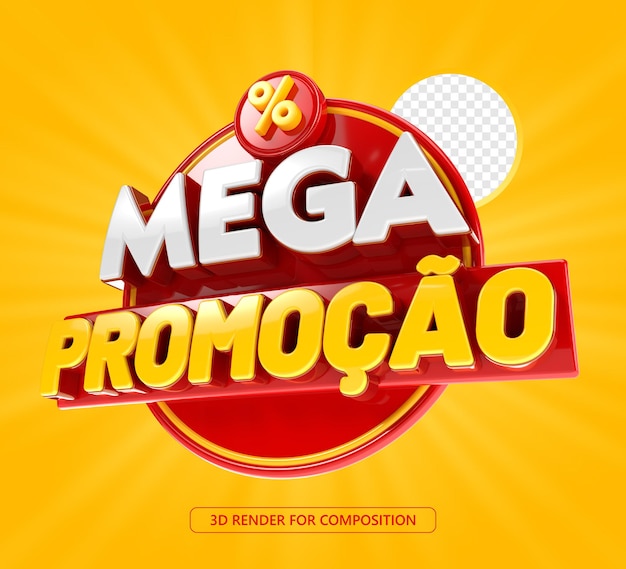 Een gele en rode advertentie voor megapromotie in brazilië