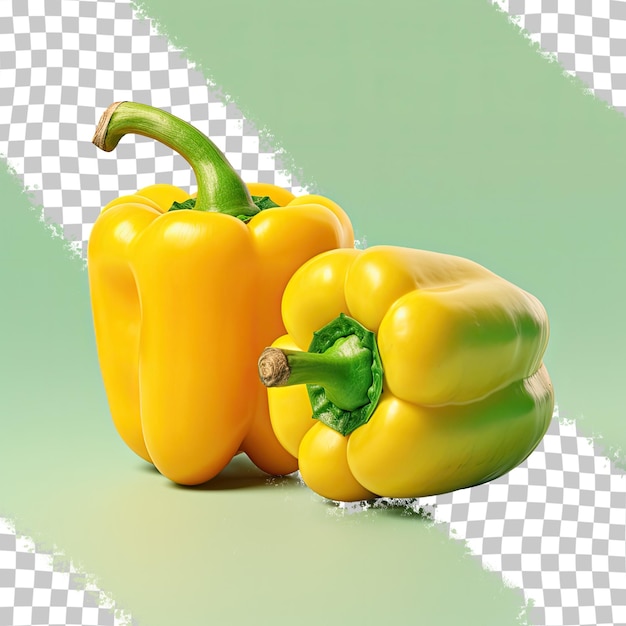 PSD een gele paprika met een groene achtergrond en een groene achtergrond met een groene achtergrond.