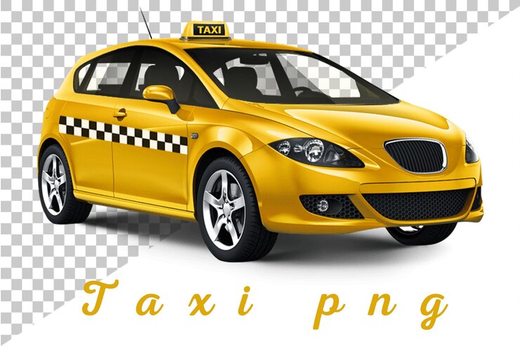 PSD een gele taxi met het woord taxi aan de bovenkant