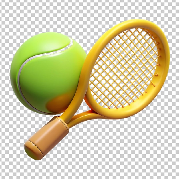 Een gele tennisracket en een groene tennisbal