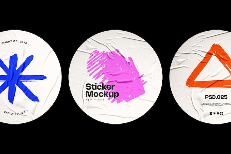 PSD een gelijmde sticker mockup psd