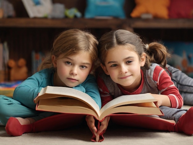 Een gelukkige baby die een boek leest en eet