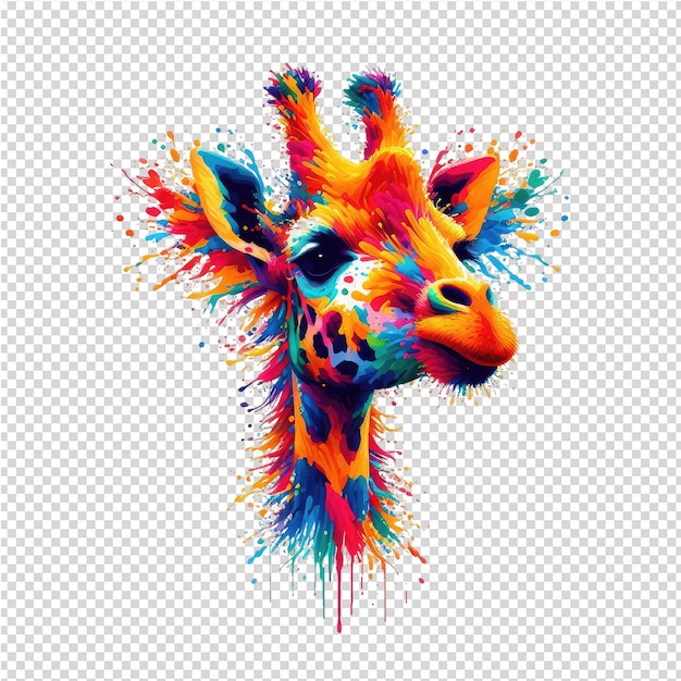 een giraf met kleurrijke vlekken en een kleurrijk ontwerp