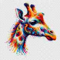 PSD een giraf met kleurrijke vlekken en het woord giraf erop