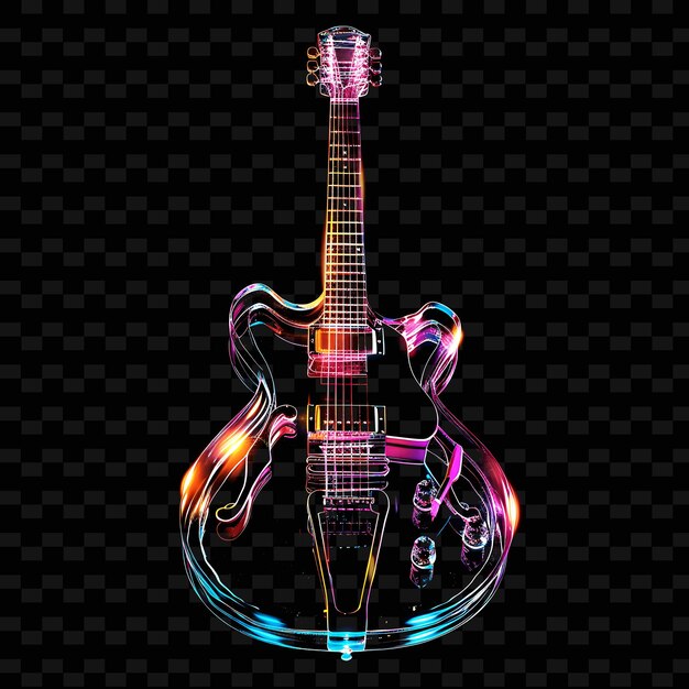 PSD een gitaar met een neon teken aan de voorkant ervan
