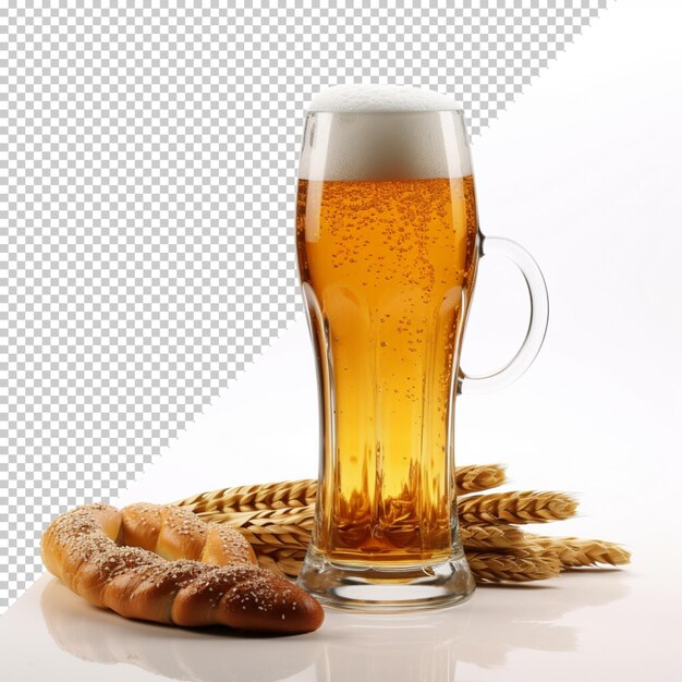 Een glas bier met een schuim geïsoleerd op een transparante achtergrond