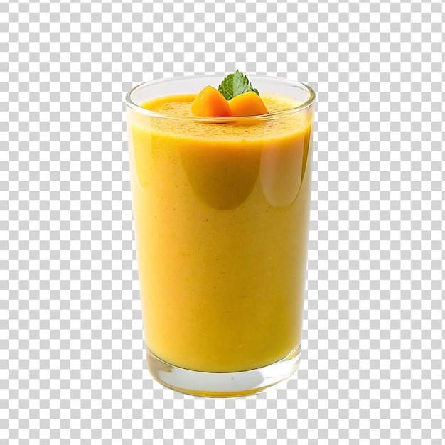 PSD een glas mango smoothie geïsoleerd op een doorzichtige achtergrond