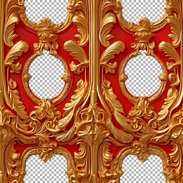 PSD een goud- en rood ontwerp van een gouden en rode deur met een afbeelding van een cirkel en de bodem