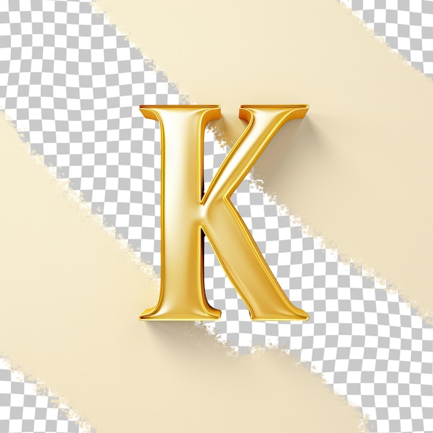 PSD een gouden letter op een witte achtergrond met een gouden letter k erop.