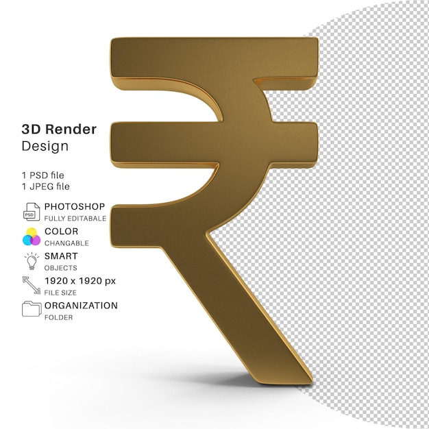 Een gouden symbool voor 3d en het woord 3d op een gouden achtergrond.