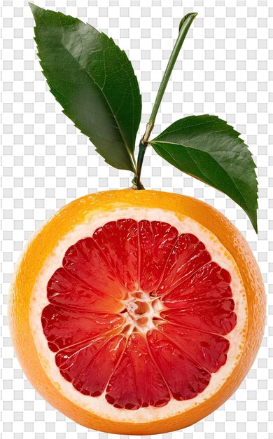 PSD een grapefruit met een groen blad erop