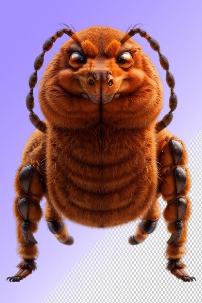 PSD een grappig uitziend wezen met een lange staart en een spin op zijn gezicht