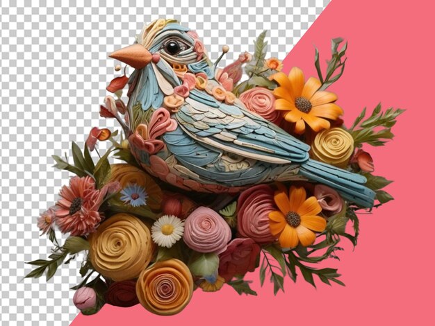 PSD een grillige vogel gemaakt van bloemen.