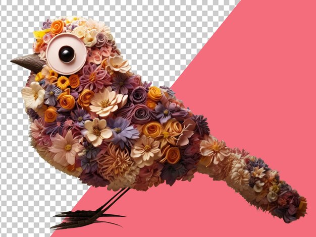 PSD een grillige vogel gemaakt van bloemen.