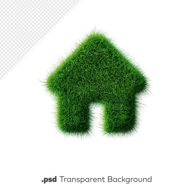 PSD een groen grashuis met het woord transparante achtergrond