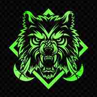 PSD een groen leeuwenhoofd met een groene achtergrond van een symbool van een wolf