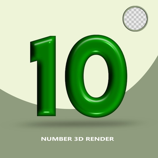 Een groen nummer 10 met een golfbal op de achtergrond.