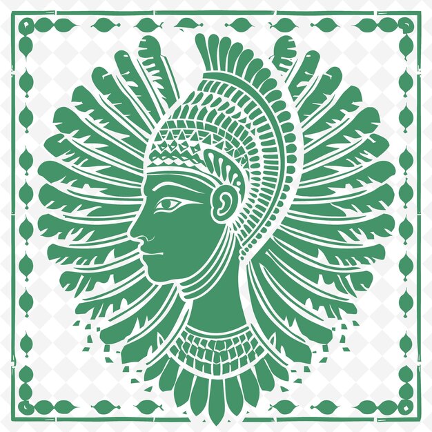 PSD een groen-wit beeld van een hoofd van een inheemse amerikaan