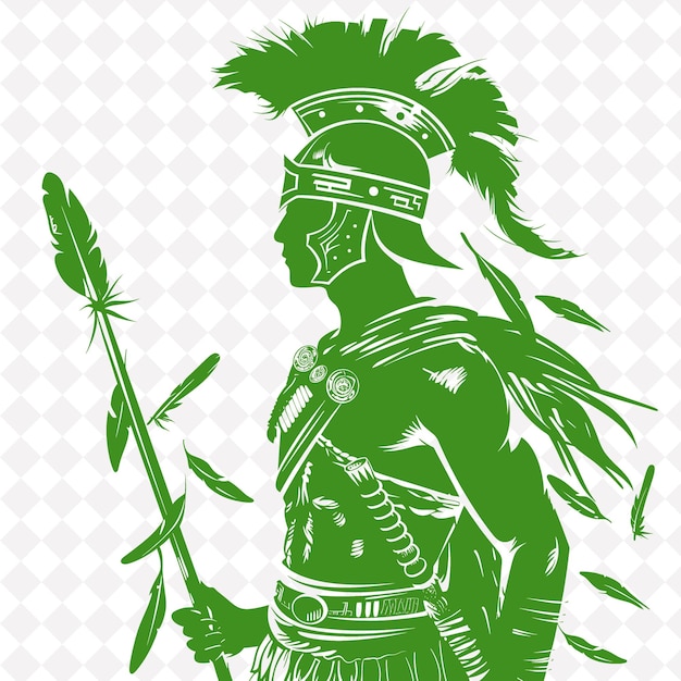 PSD een groen-wit beeld van een krijger met een zwaard en een kroon