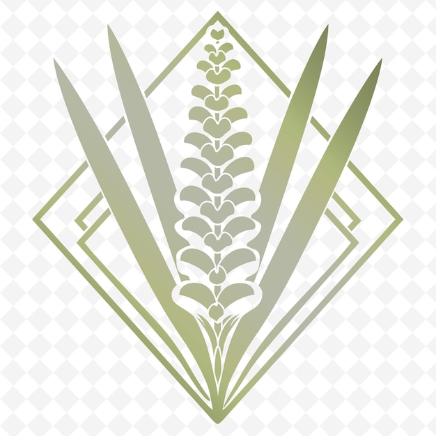 PSD een groen-wit logo van planten op een witte achtergrond