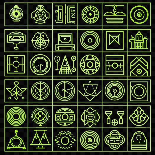 PSD een groene achtergrond met een patroon van symbolen en een kruis