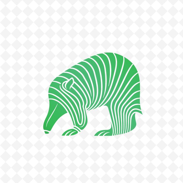 Een groene beer met een patroon van strepen op zijn hoofd