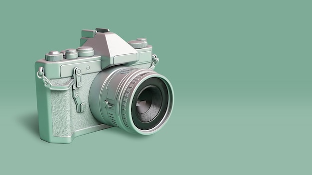 Een groene camera Fotocamera met lens en knop