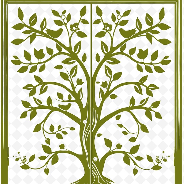 Een groene en witte foto van een boom met de woorden 