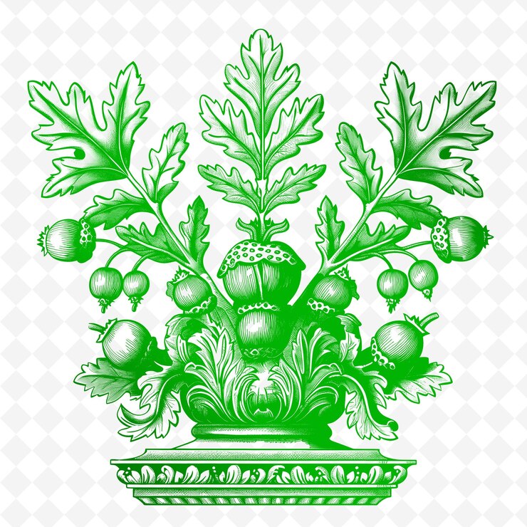 PSD een groene en witte illustratie van een boeket fruit en bessen