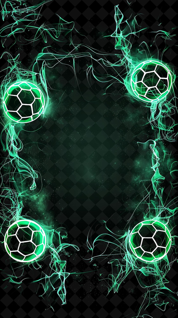 PSD een groene en zwarte cirkel van voetbalballen met een groene gloed