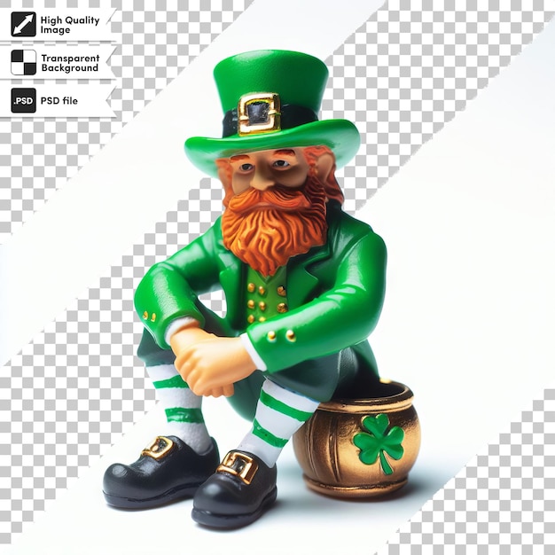 PSD een groene leprechaun beeldje met een pot klaver erop