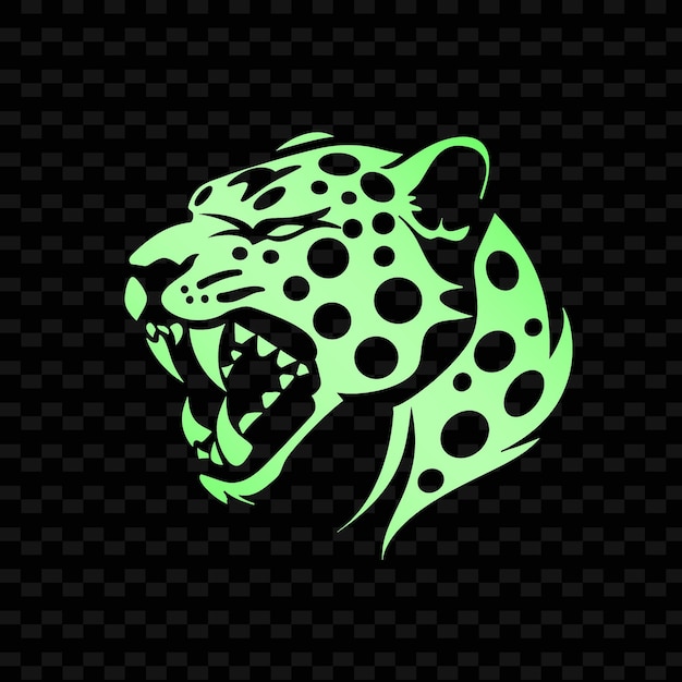 PSD een groene luipaard met een groene achtergrond met stippen