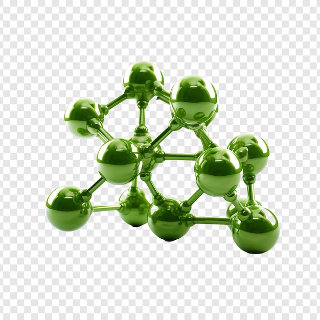 PSD een groene moleculaire structuur geïsoleerd op een transparante achtergrond