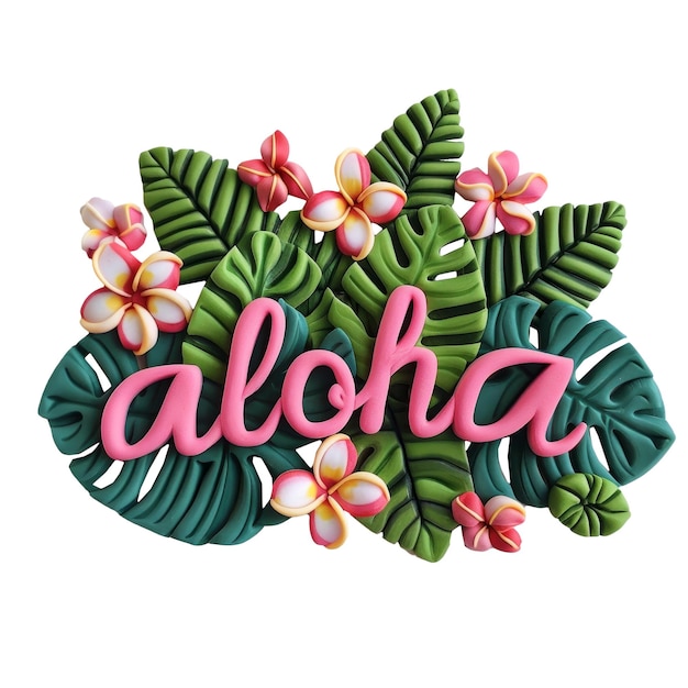 PSD een groene plant met bloemen en het woord hawaii erop