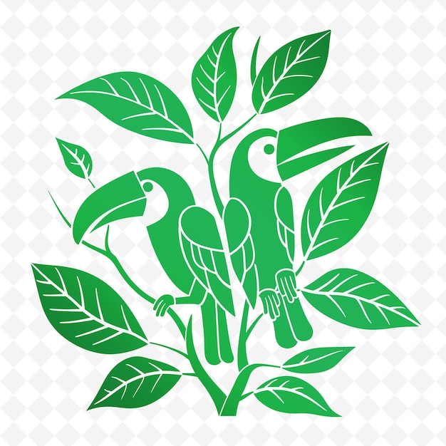 PSD een groene plant met vogels erop en een witte achtergrond