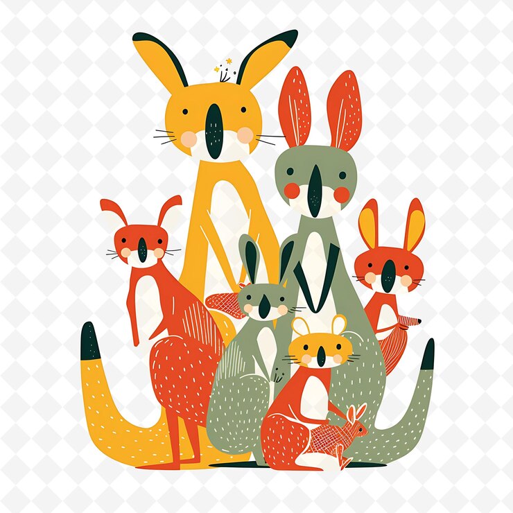 PSD een groep dieren op een witte achtergrond