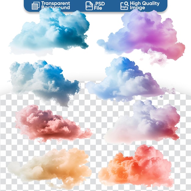 PSD een groep kleurrijke wolken aan de hemel.