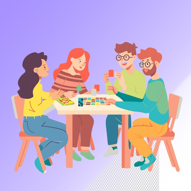 Een groep mensen die samen een bordspel spelen