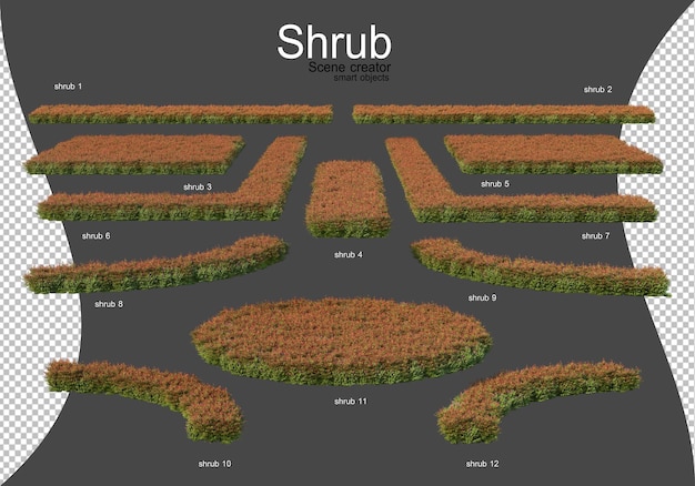 Een grote verscheidenheid aan struiken en bloemen is netjes gerangschikt in vele vormen