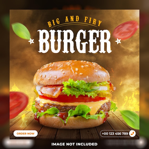 Een hamburger en burger op een tafel met een afbeelding van een hamburger en hamburger.