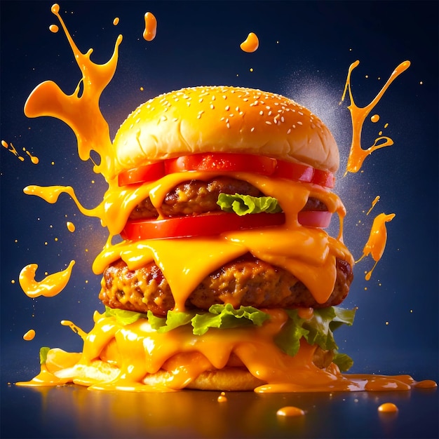 PSD een hamburger met alle ingrediënten.
