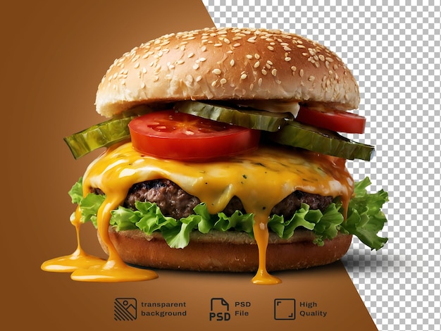 PSD een hamburger met een plakje tomaten erop en saus op een doorzichtige achtergrond
