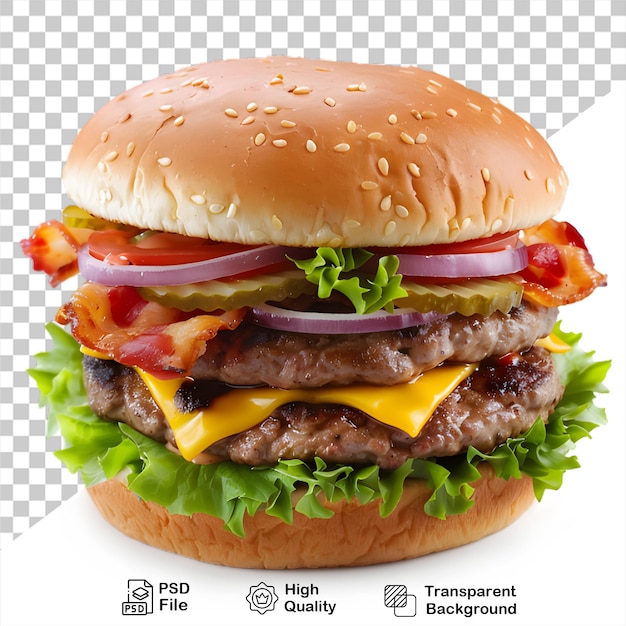 Een hamburger met kaas geïsoleerd op een doorzichtige achtergrond