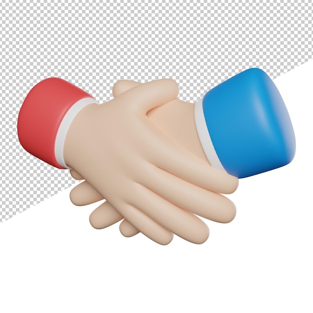 Een hand die een hand schudt met een blauwe handschoen erop.