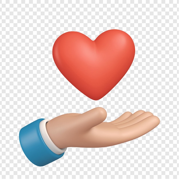 Een hand met een hart erop.