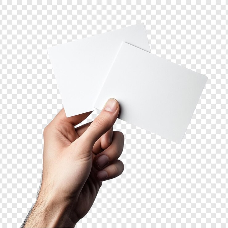 PSD een hand met twee lege witte kaarten mockup ontwerp sjabloon voor branding identiteit visitekaartjes presentatie reclame marketing