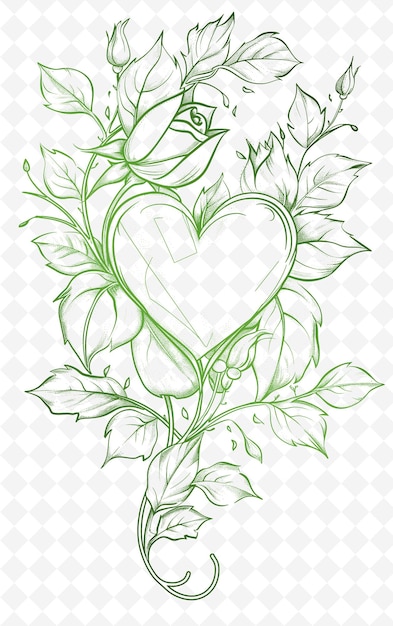 PSD een hart met een groen blad en een hart symbool van liefde