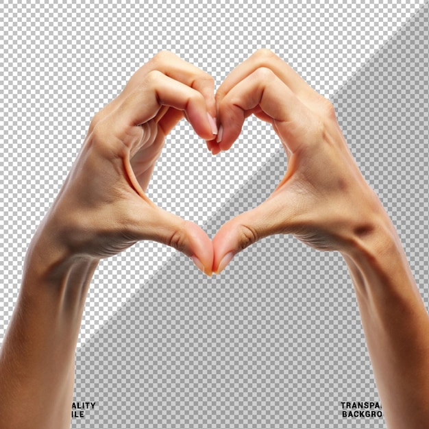 Een hartvormige liefde met twee handen op een doorzichtige achtergrond voor Valentijnsdagontwerp