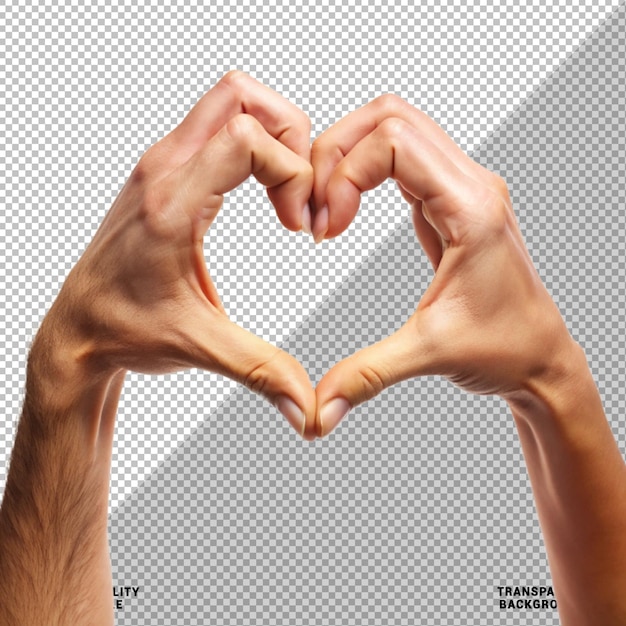 Een hartvormige liefde met twee handen op een doorzichtige achtergrond voor Valentijnsdagontwerp