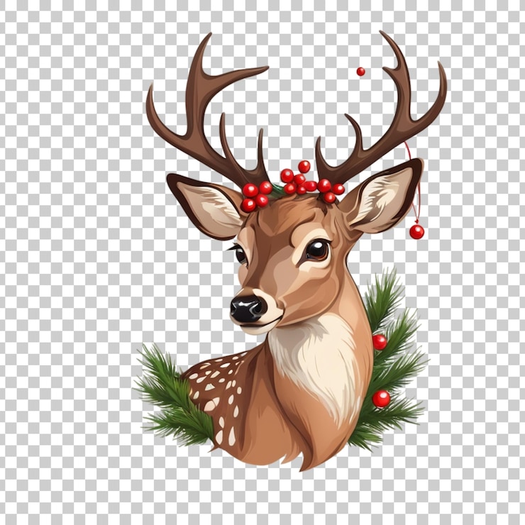 PSD een hert met een kerstboom en een foto van een hert op de achtergrond